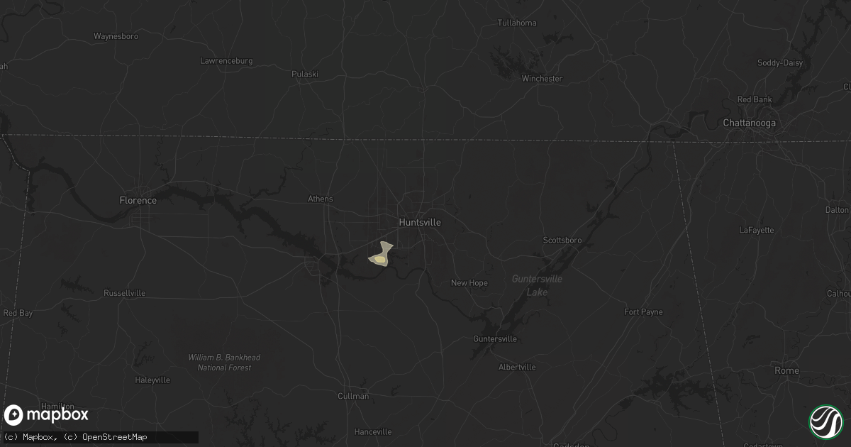 Hail map in Huntsville, AL on September 17, 2025