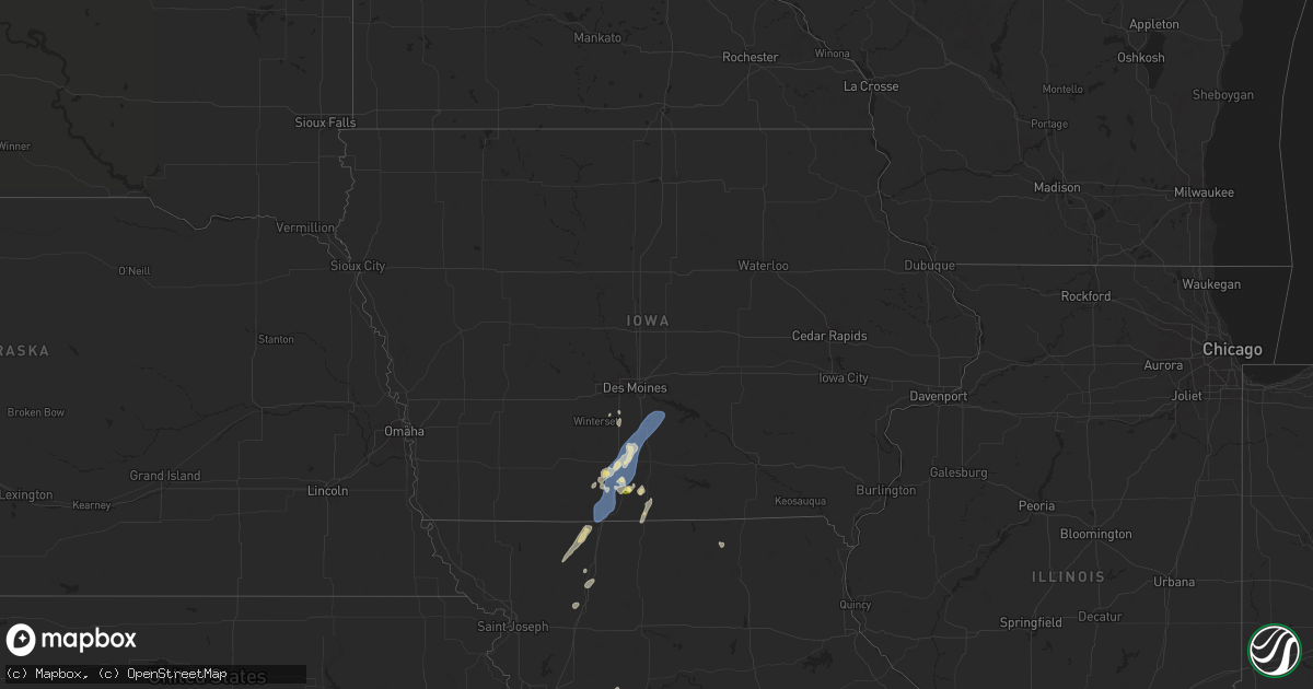 Hail map in Iowa on September 17, 2025