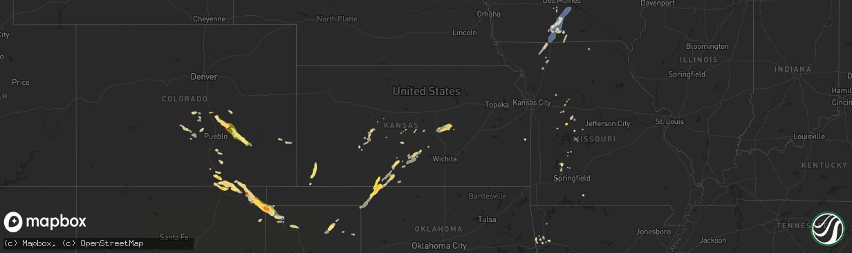 Hail map in Kansas on September 17, 2025