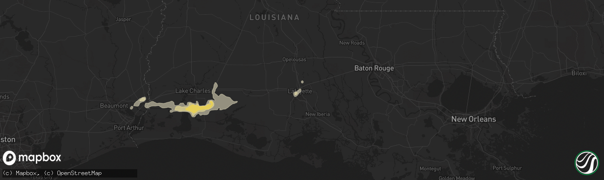 Hail map in Lafayette, LA on September 17, 2025