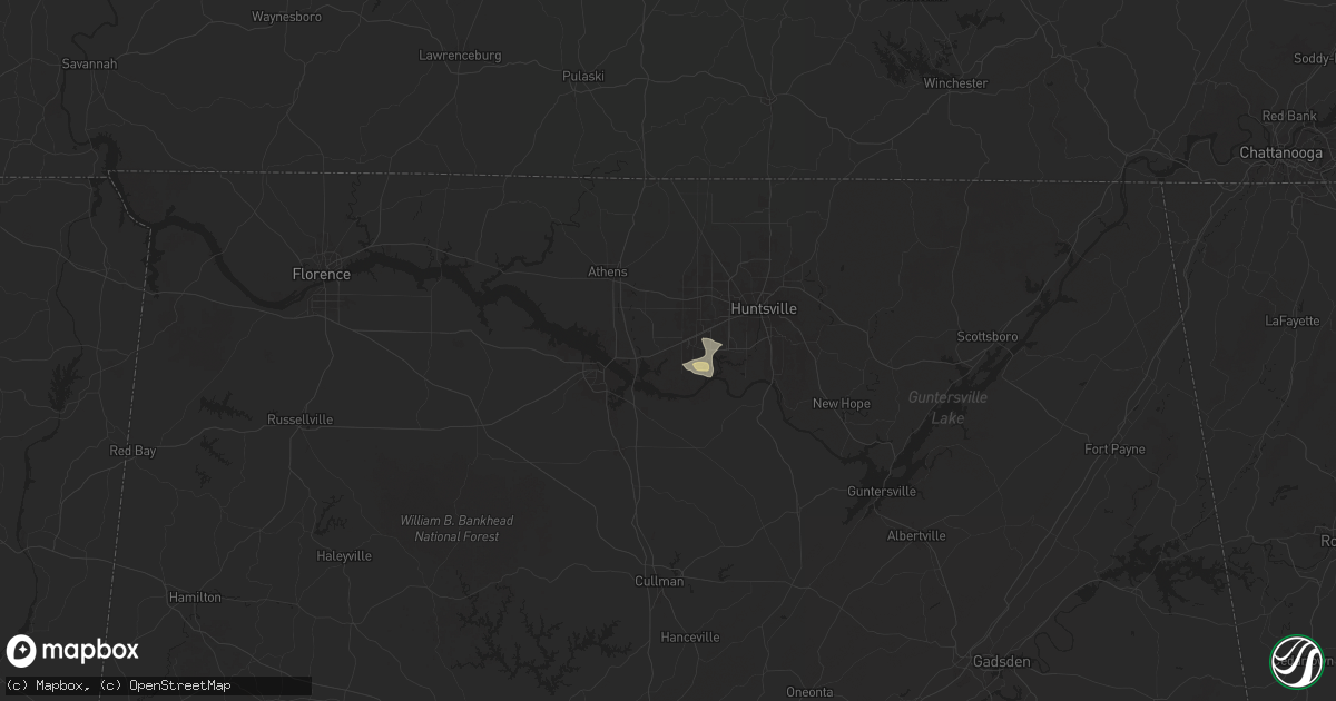 Hail map in Madison, AL on September 17, 2025