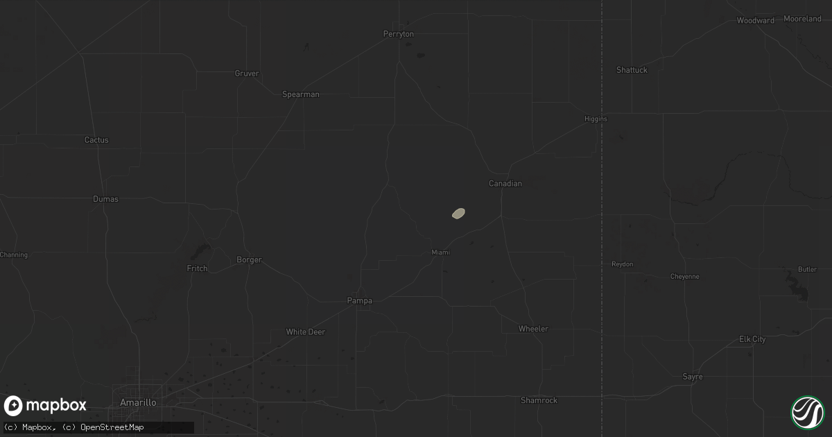 Hail map in Miami, TX on September 17, 2025