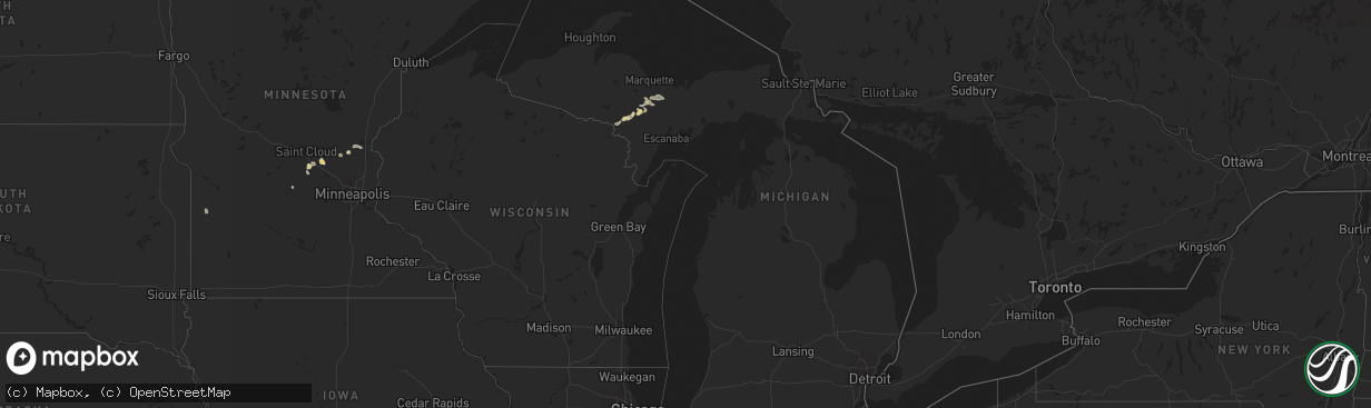 Hail map in Michigan on September 17, 2025