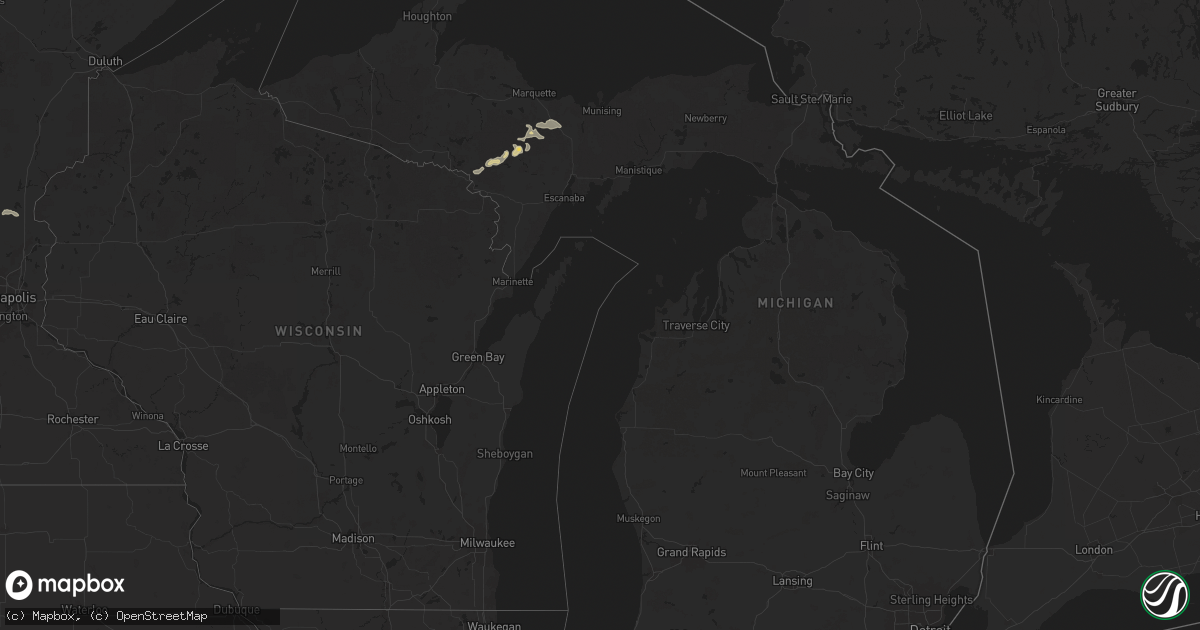Hail map in Michigan on September 17, 2025