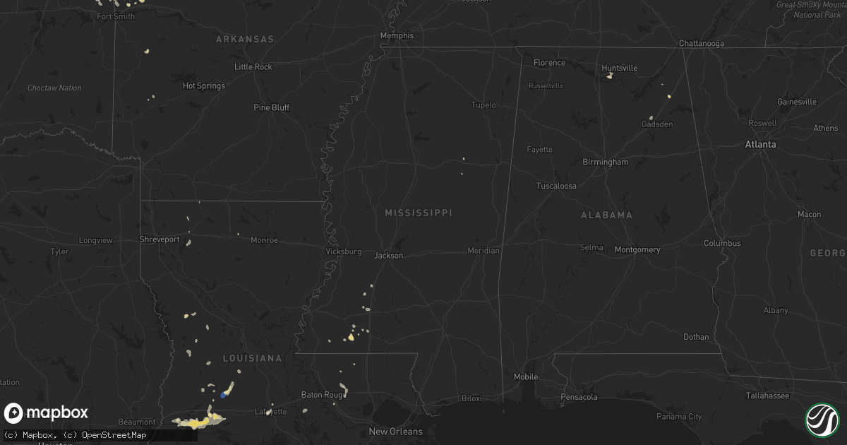 Hail map in Mississippi on September 17, 2025