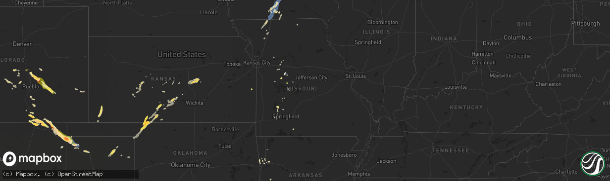 Hail map in Missouri on September 17, 2025