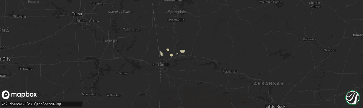 Hail map in Mulberry, AR on September 17, 2025