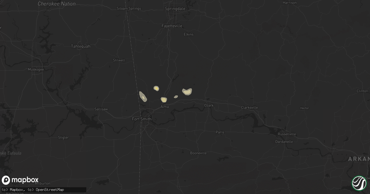 Hail map in Mulberry, AR on September 17, 2025
