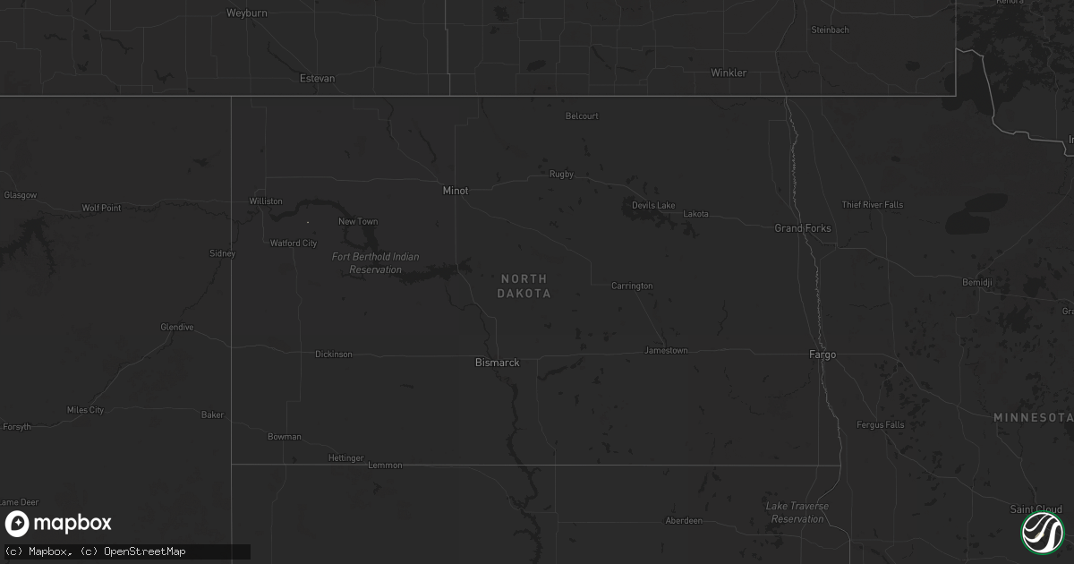 Hail map in North Dakota on September 17, 2025