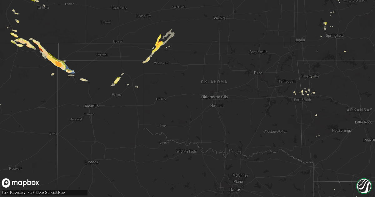 Hail map in Oklahoma on September 17, 2025