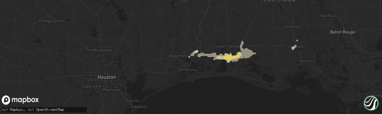 Hail map in Orange, TX on September 17, 2025