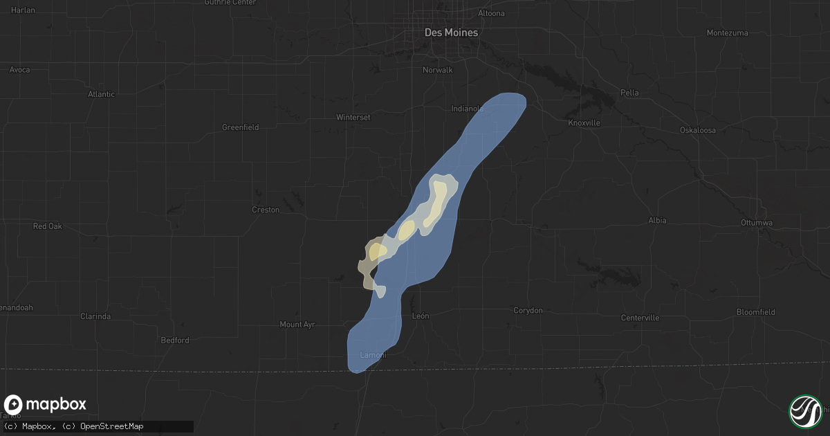 Hail map in Osceola, IA on September 17, 2025