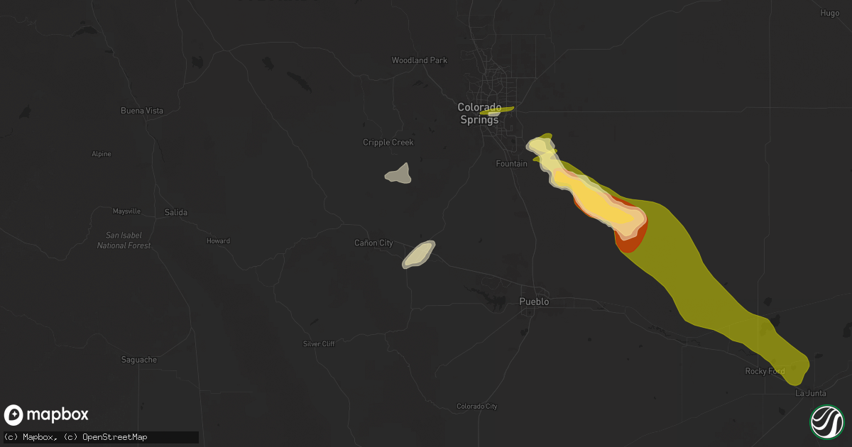 Hail map in Penrose, CO on September 17, 2025