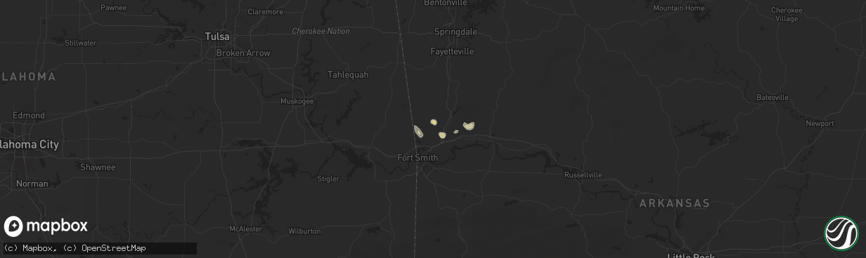 Hail map in Rudy, AR on September 17, 2025
