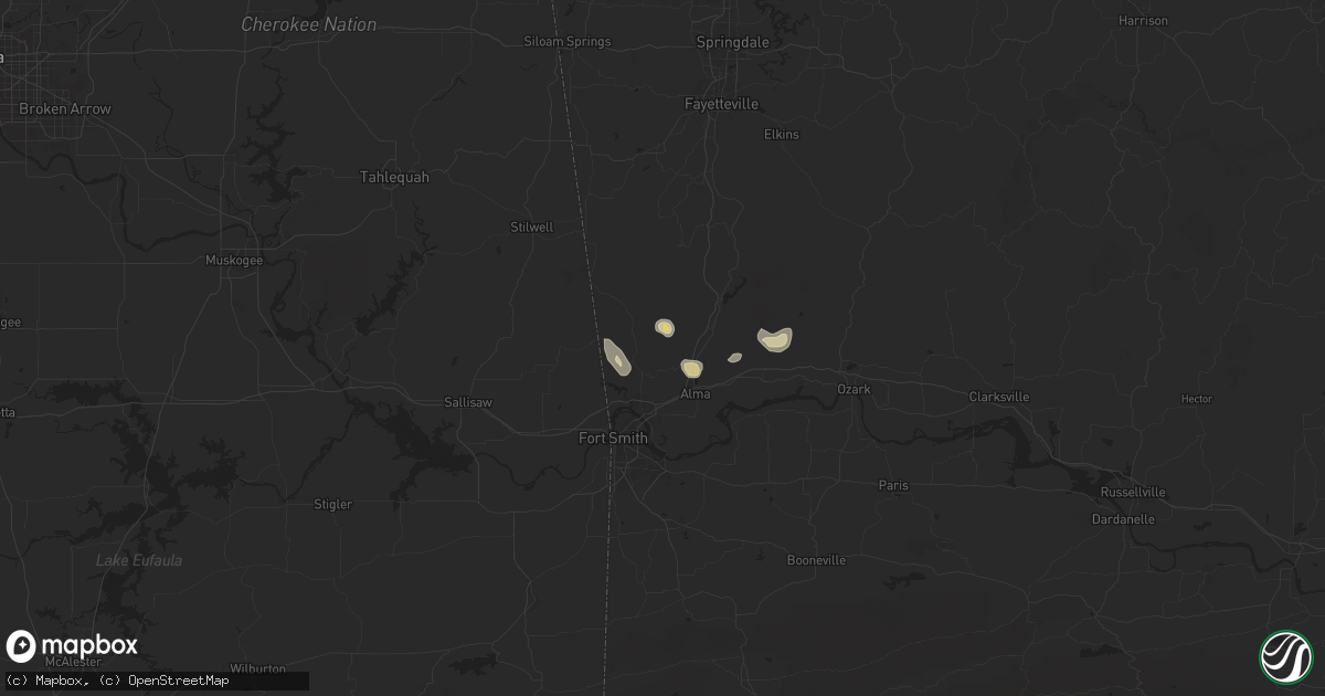 Hail map in Rudy, AR on September 17, 2025
