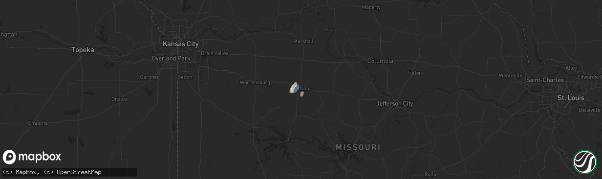 Hail map in Sedalia, MO on September 17, 2025
