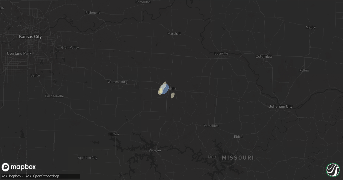 Hail map in Sedalia, MO on September 17, 2025