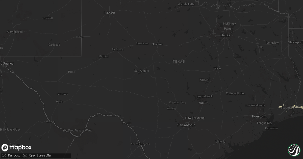 Hail map in Texas on September 17, 2025