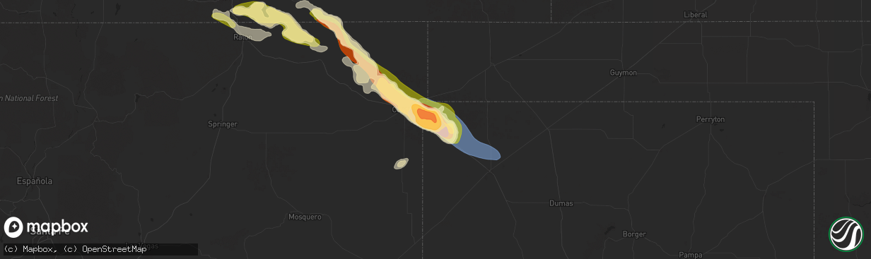 Hail map in Texline, TX on September 17, 2025