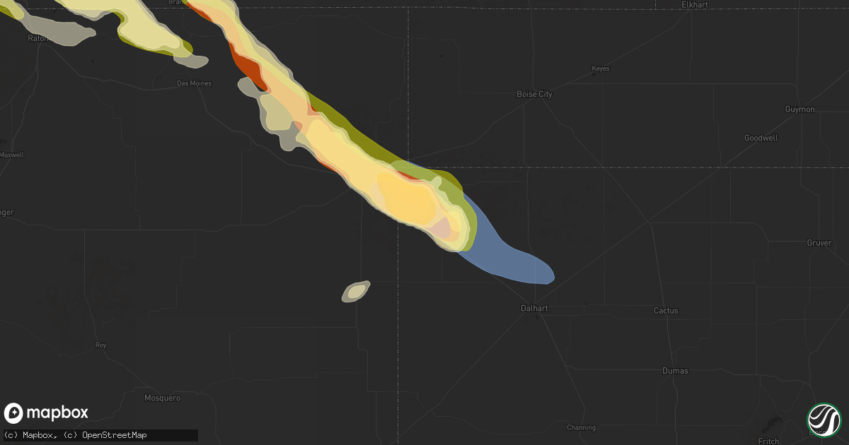 Hail map in Texline, TX on September 17, 2025