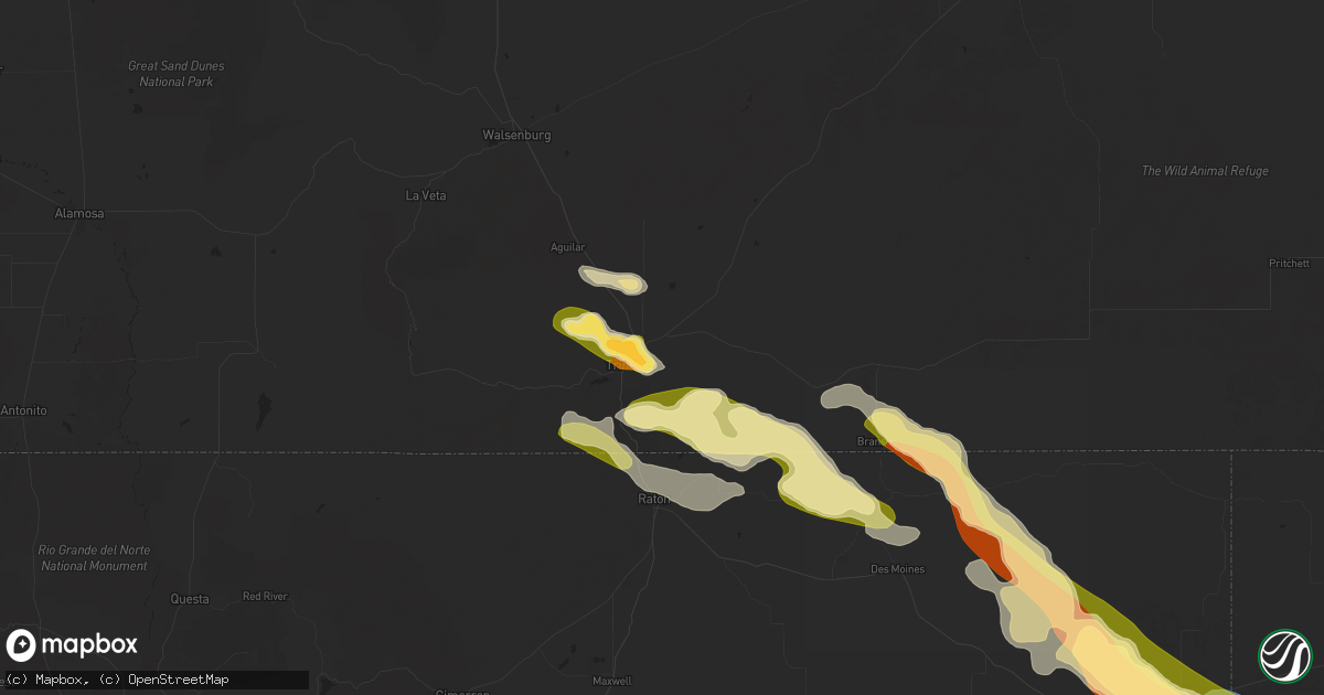 Hail map in Trinidad, CO on September 17, 2025