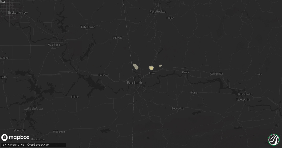 Hail map in Van Buren, AR on September 17, 2025