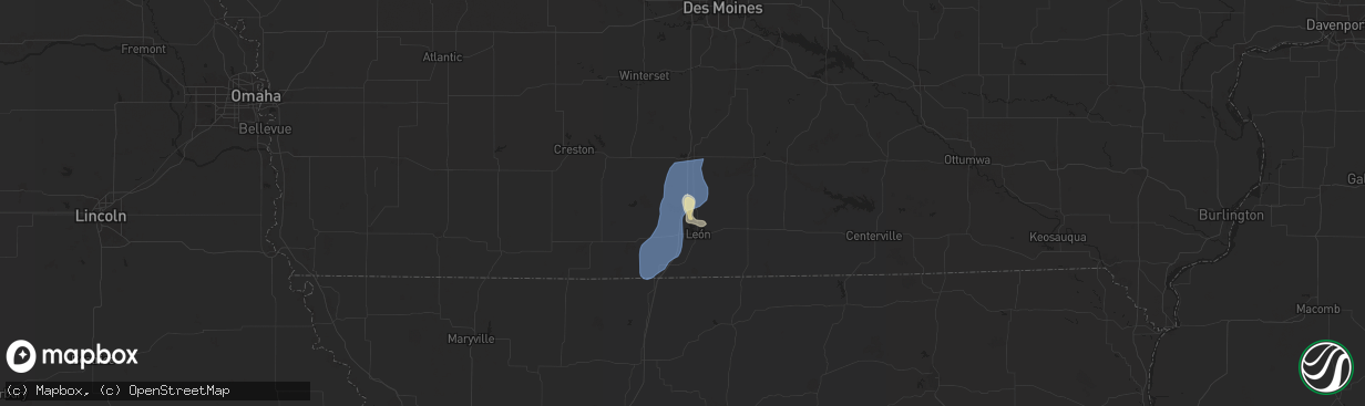 Hail map in Van Wert, IA on September 17, 2025