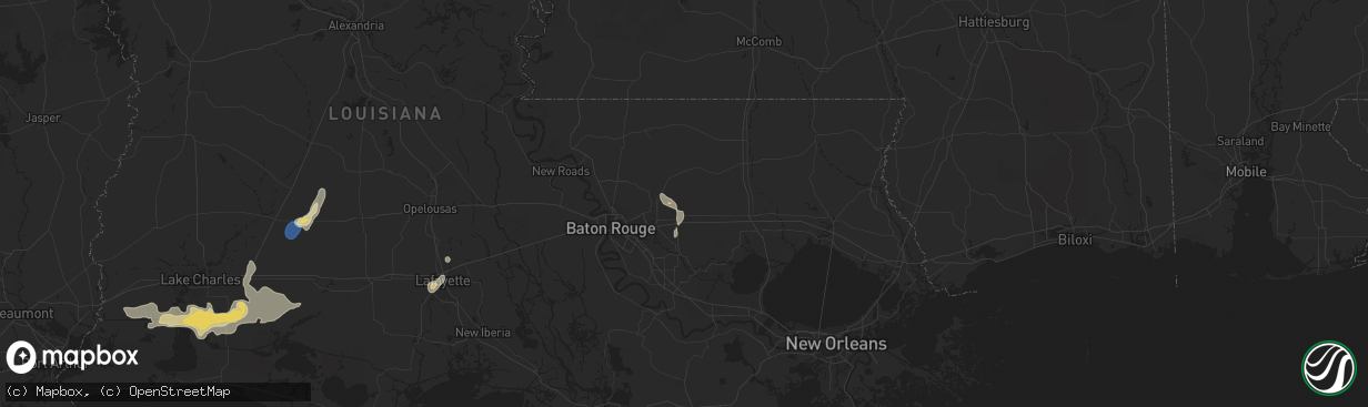 Hail map in Walker, LA on September 17, 2025