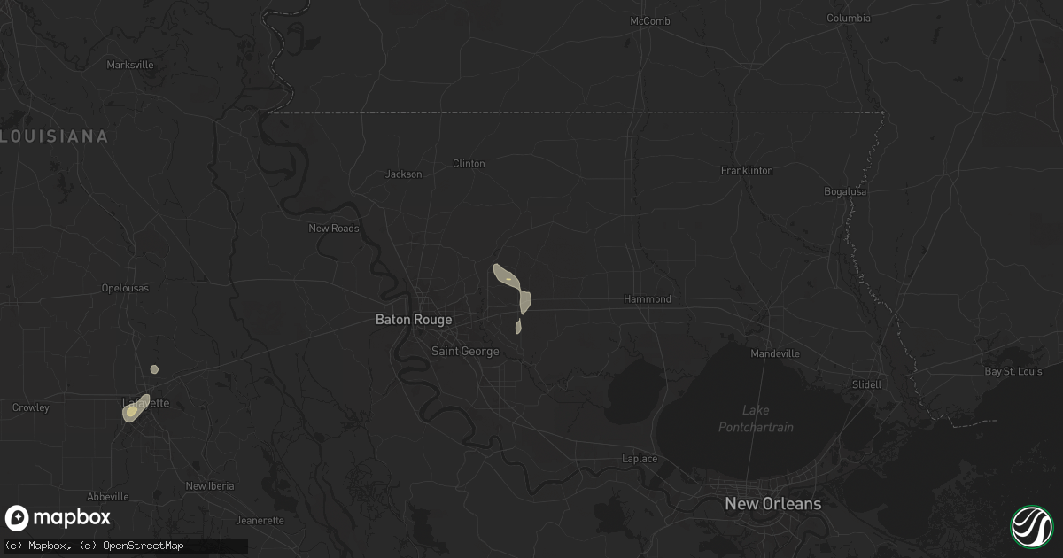 Hail map in Walker, LA on September 17, 2025