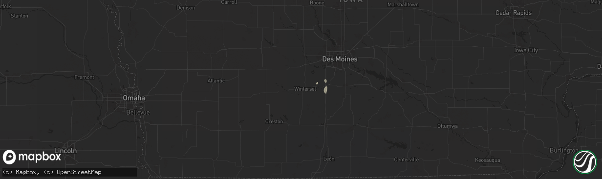 Hail map in Winterset, IA on September 17, 2025