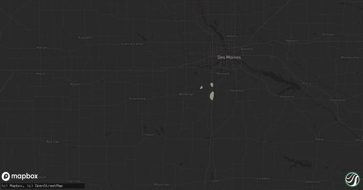 Hail map in Winterset, IA on September 17, 2025