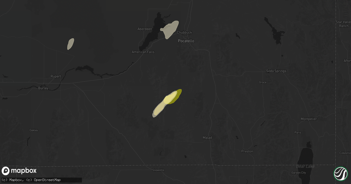 Hail map in Arbon, ID on September 17, 2026