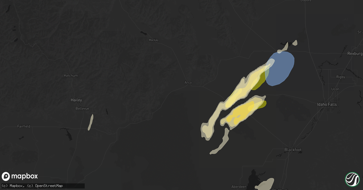 Hail map in Arco, ID on September 17, 2026