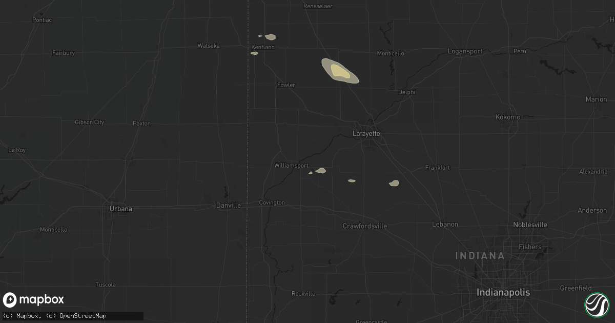 Hail map in Attica, IN on September 17, 2026