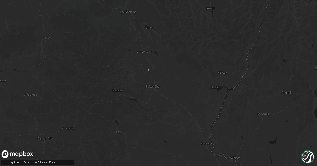 Hail map in Baker City, OR on September 17, 2026
