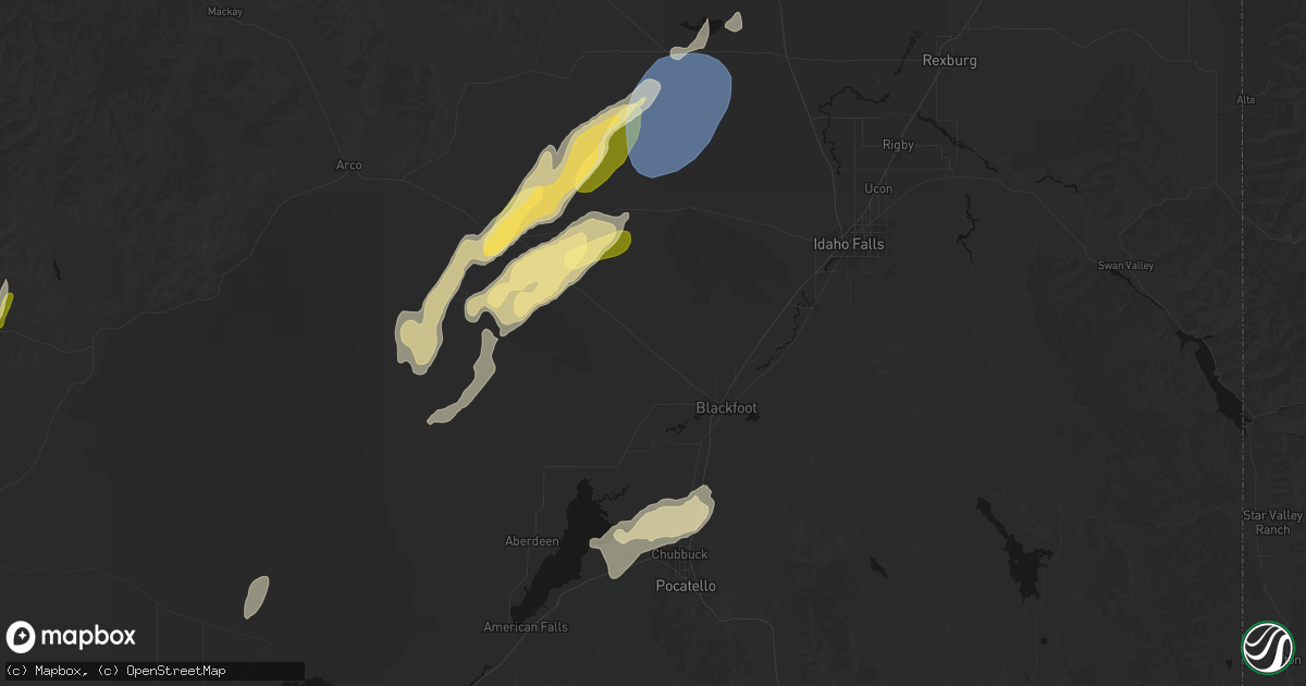 Hail map in Blackfoot, ID on September 17, 2026