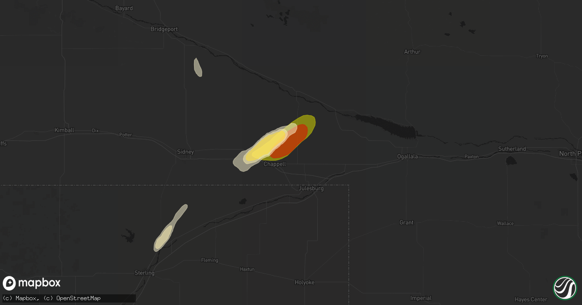 Hail map in Chappell, NE on September 17, 2026