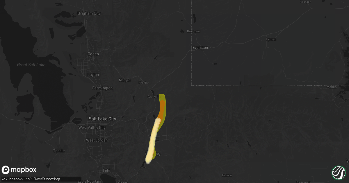 Hail map in Coalville, UT on September 17, 2026