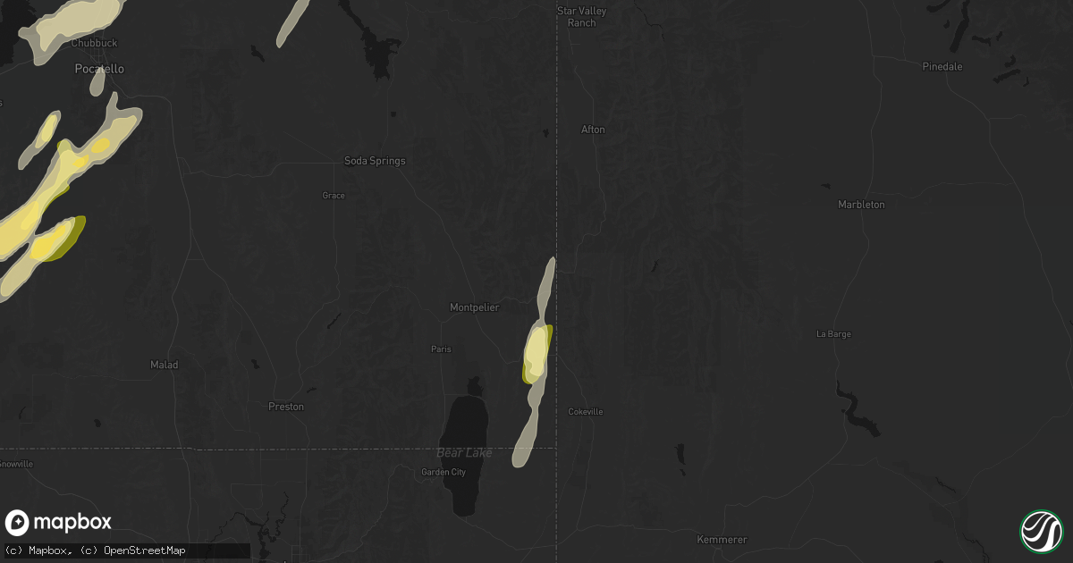 Hail map in Geneva, ID on September 17, 2026