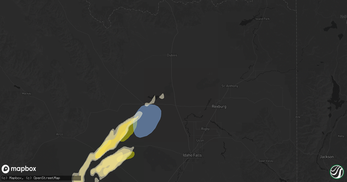 Hail map in Hamer, ID on September 17, 2026