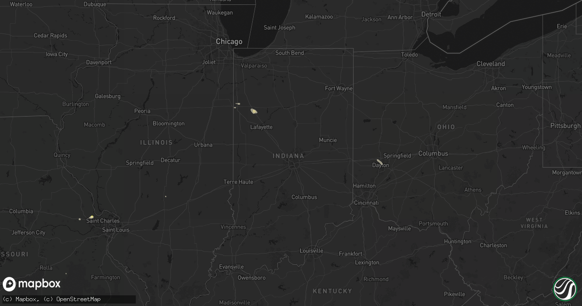 Hail map in Indiana on September 17, 2026
