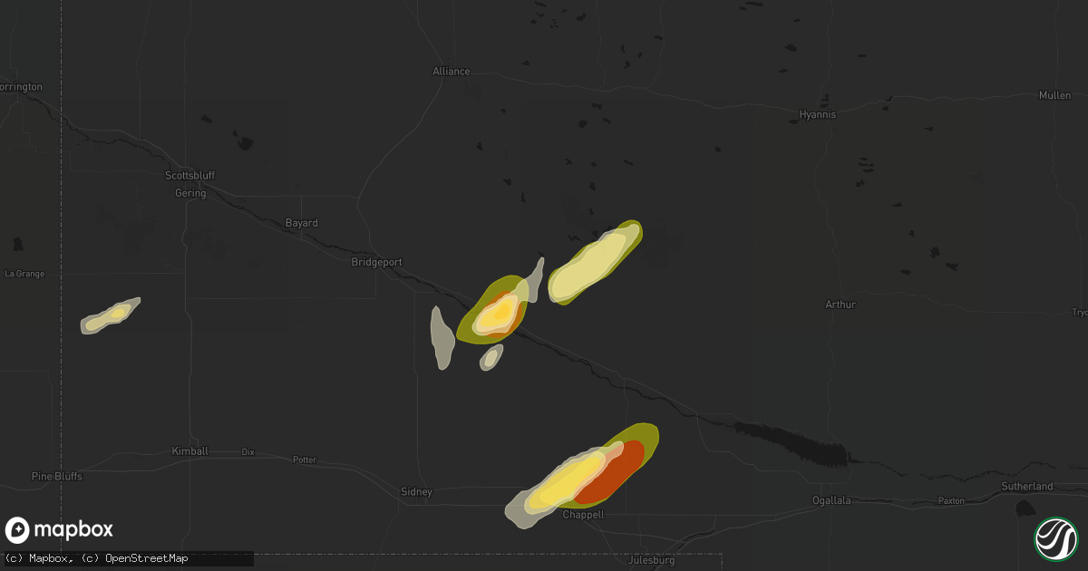 Hail map in Lisco, NE on September 17, 2026