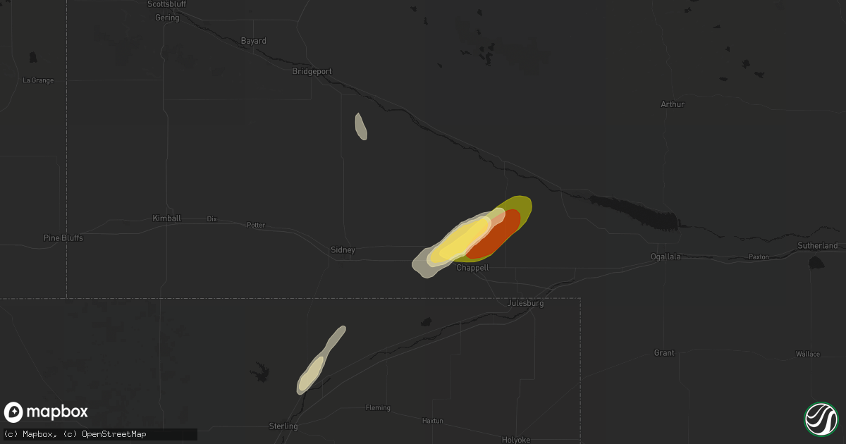 Hail map in Lodgepole, NE on September 17, 2026