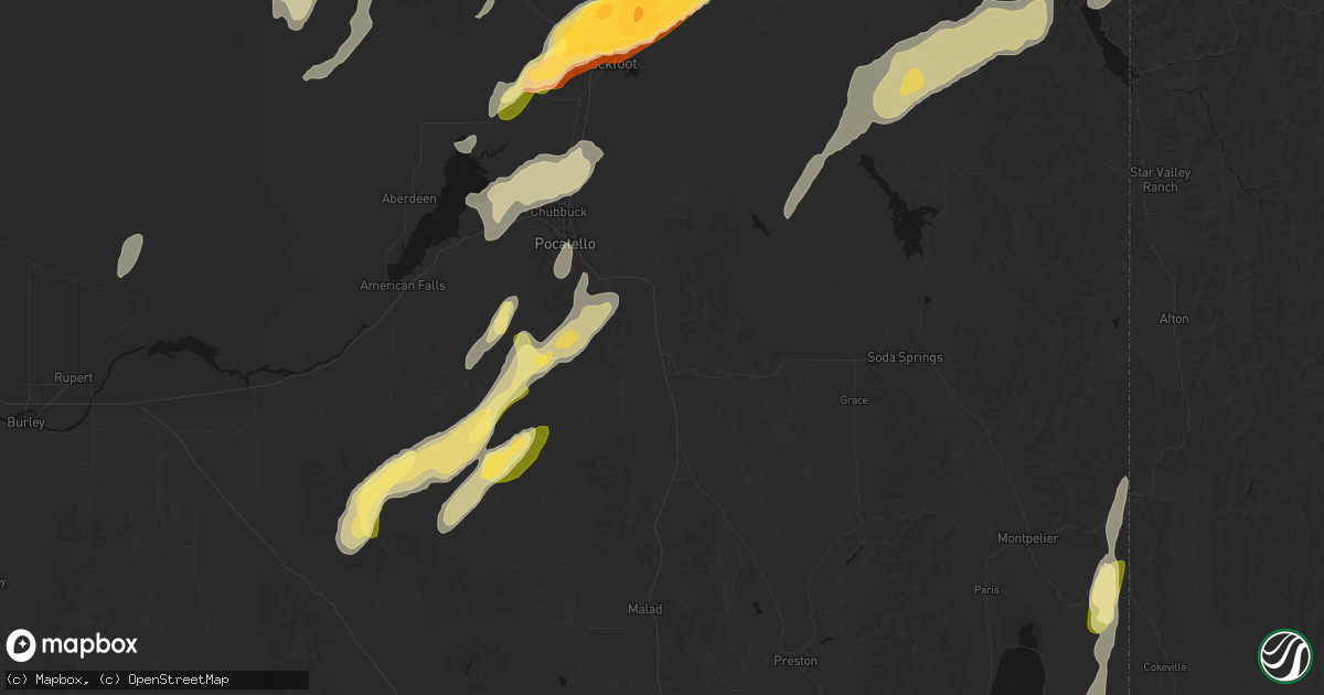 Hail map in Mccammon, ID on September 17, 2026