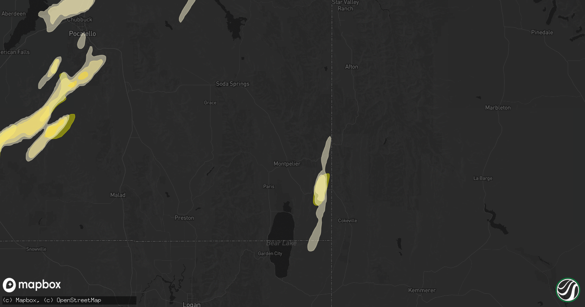 Hail map in Montpelier, ID on September 17, 2026