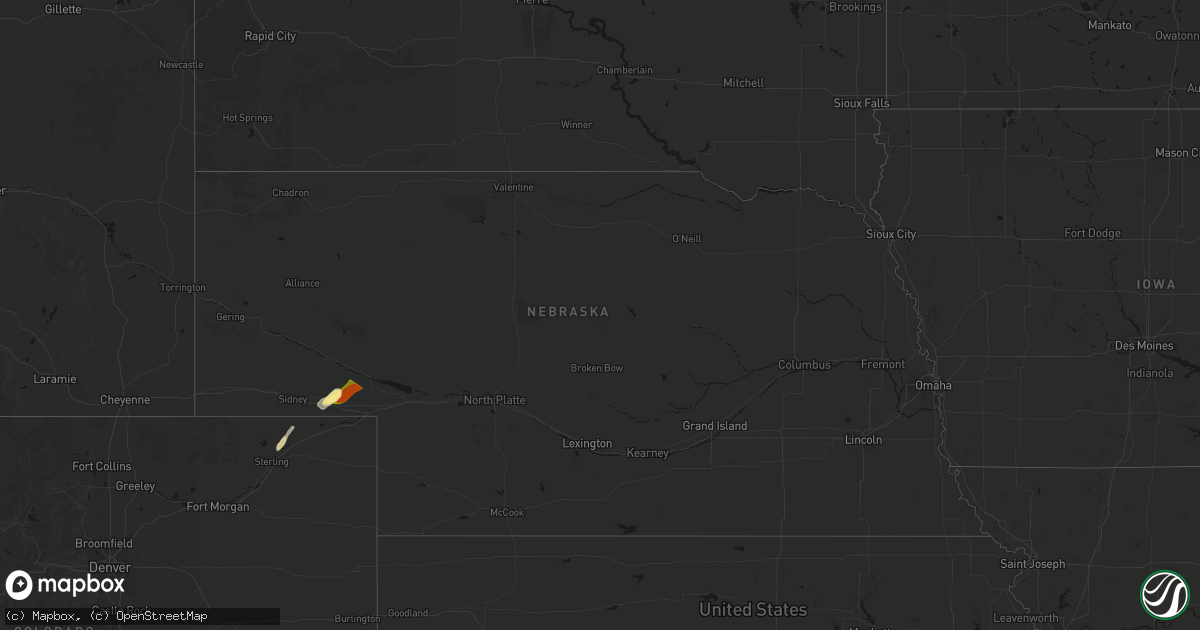 Hail map in Nebraska on September 17, 2026