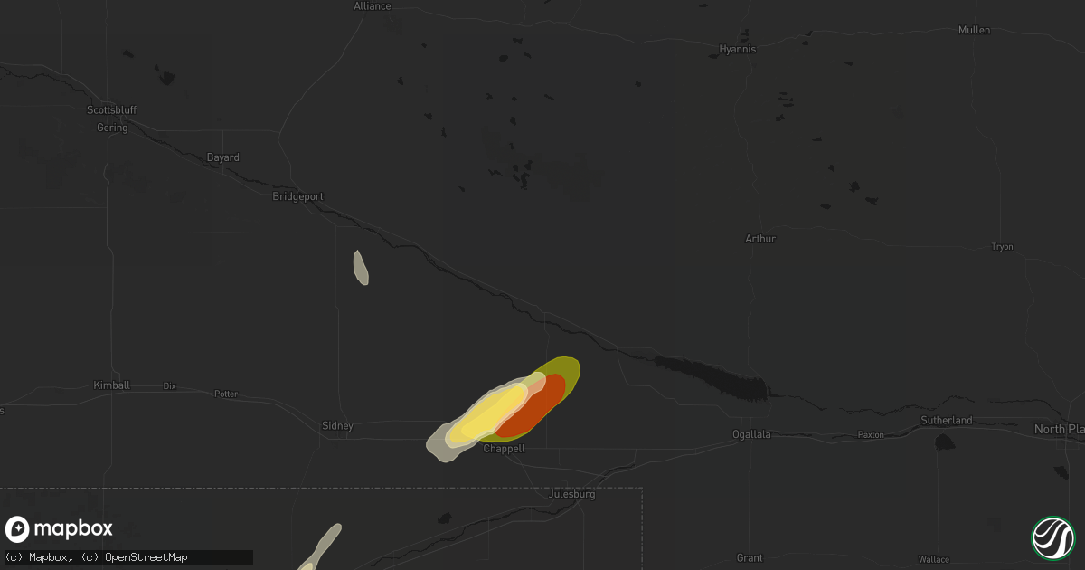 Hail map in Oshkosh, NE on September 17, 2026