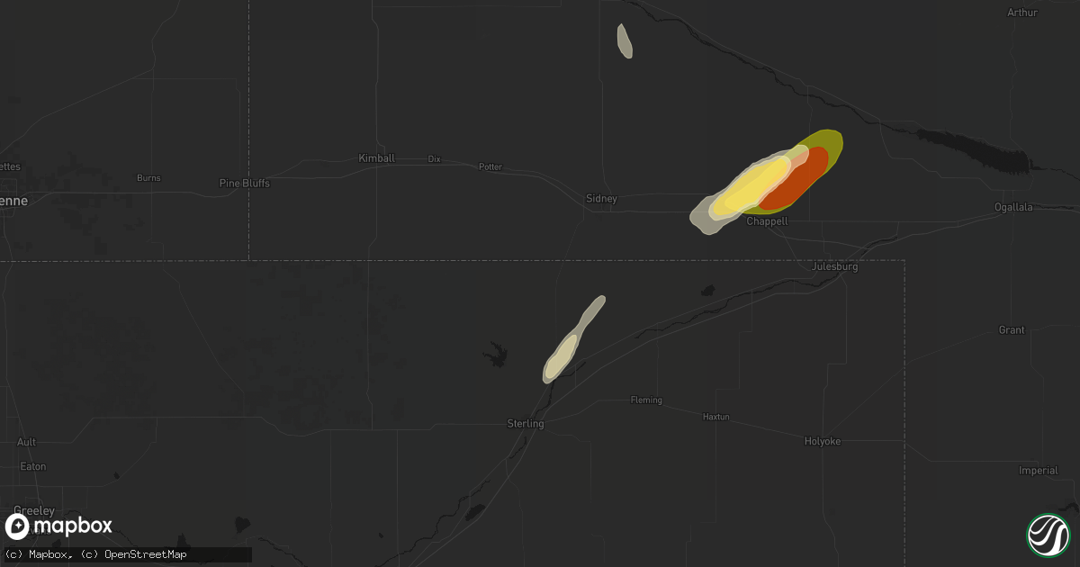 Hail map in Peetz, CO on September 17, 2026