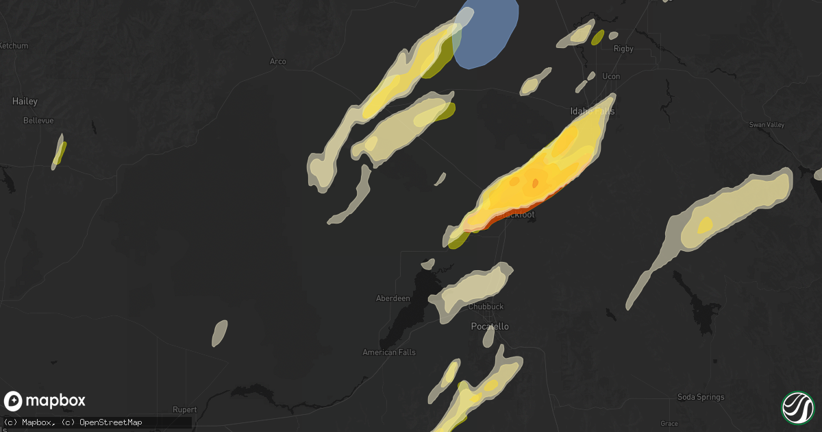 Hail map in Pingree, ID on September 17, 2026