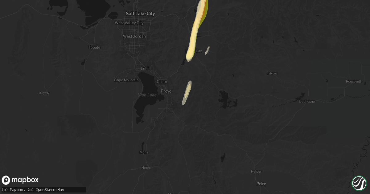 Hail map in Springville, UT on September 17, 2026